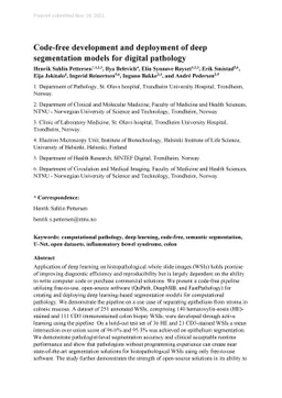 Code-free development and deployment of deep segmentation models for
  digital pathology