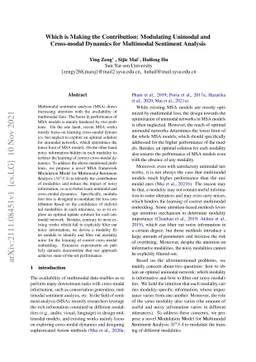 Which is Making the Contribution: Modulating Unimodal and Cross-modal
  Dynamics for Multimodal Sentiment Analysis