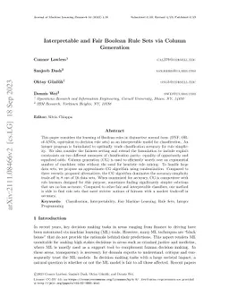 Interpretable and Fair Boolean Rule Sets via Column Generation