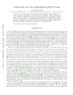 Asymptotically secure All-or-nothing Quantum Oblivious Transfer