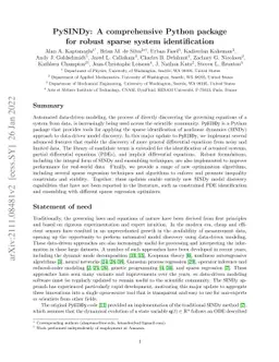 PySINDy: A comprehensive Python package for robust sparse system
  identification