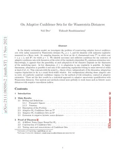 On Adaptive Confidence Sets for the Wasserstein Distances