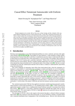 Causal Effect Variational Autoencoder with Uniform Treatment