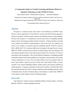 A Comparative Study on Transfer Learning and Distance Metrics in
  Semantic Clustering over the COVID-19 Tweets