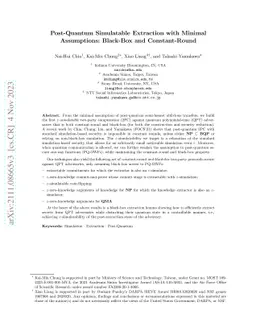 Post-Quantum Simulatable Extraction with Minimal Assumptions: Black-Box
  and Constant-Round