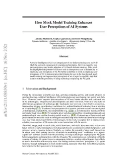 How Mock Model Training Enhances User Perceptions of AI Systems