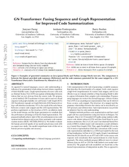 GN-Transformer: Fusing Sequence and Graph Representation for Improved
  Code Summarization