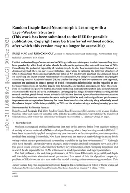 Random Graph-Based Neuromorphic Learning with a Layer-Weaken Structure