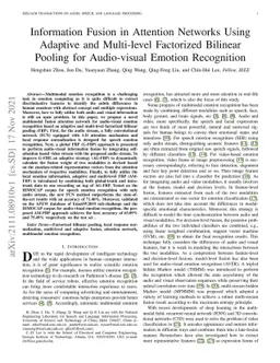 Information Fusion in Attention Networks Using Adaptive and Multi-level
  Factorized Bilinear Pooling for Audio-visual Emotion Recognition