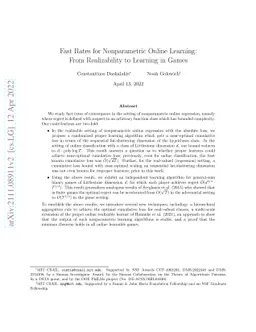 Fast Rates for Nonparametric Online Learning: From Realizability to
  Learning in Games
