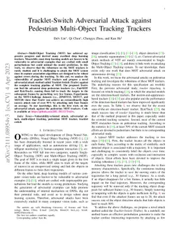 Tracklet-Switch Adversarial Attack against Pedestrian Multi-Object
  Tracking Trackers