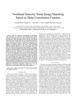 Nonlinear Intensity Sonar Image Matching based on Deep Convolution
  Features