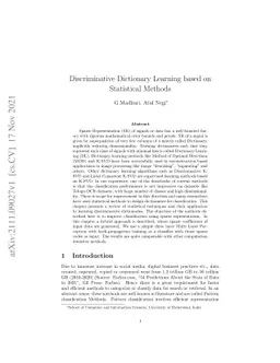 Discriminative Dictionary Learning based on Statistical Methods