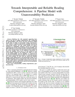 Towards Interpretable and Reliable Reading Comprehension: A Pipeline
  Model with Unanswerability Prediction