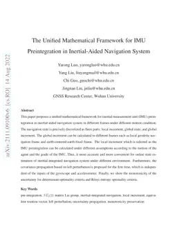The Unified Mathematical Framework for IMU Preintegration in
  Inertial-Aided Navigation System