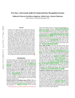 Two-Face: Adversarial Audit of Commercial Face Recognition Systems