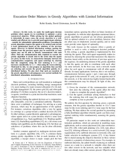 Execution Order Matters in Greedy Algorithms with Limited Information