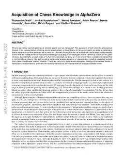 Acquisition of Chess Knowledge in AlphaZero