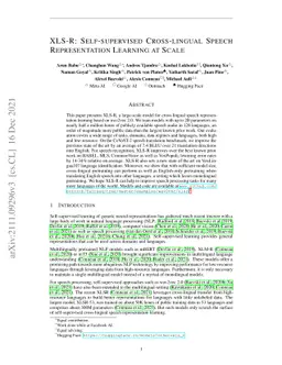 XLS-R: Self-supervised Cross-lingual Speech Representation Learning at
  Scale