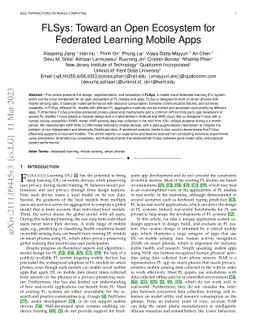FLSys: Toward an Open Ecosystem for Federated Learning Mobile Apps