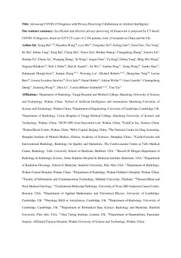 Advancing COVID-19 Diagnosis with Privacy-Preserving Collaboration in
  Artificial Intelligence