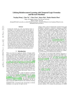 Lifelong Reinforcement Learning with Temporal Logic Formulas and Reward
  Machines