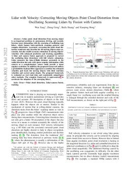 Lidar with Velocity: Correcting Moving Objects Point Cloud Distortion
  from Oscillating Scanning Lidars by Fusion with Camera