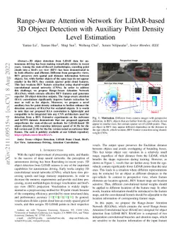 Range-Aware Attention Network for LiDAR-based 3D Object Detection with
  Auxiliary Point Density Level Estimation