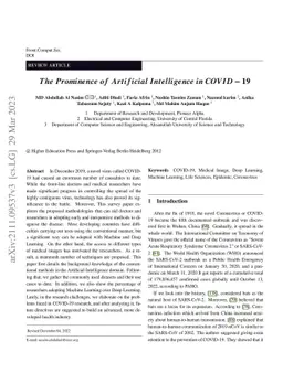 The Prominence of Artificial Intelligence in COVID-19