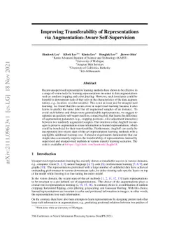 Improving Transferability of Representations via Augmentation-Aware
  Self-Supervision
