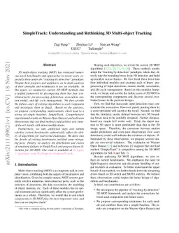 SimpleTrack: Understanding and Rethinking 3D Multi-object Tracking