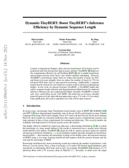 Dynamic-TinyBERT: Boost TinyBERT's Inference Efficiency by Dynamic
  Sequence Length