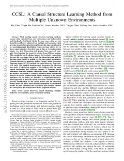 CCSL: A Causal Structure Learning Method from Multiple Unknown
  Environments