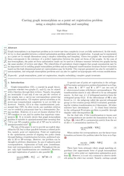 Casting graph isomorphism as a point set registration problem using a
  simplex embedding and sampling