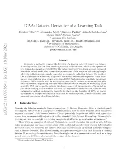 DIVA: Dataset Derivative of a Learning Task