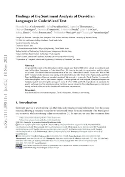 Findings of the Sentiment Analysis of Dravidian Languages in Code-Mixed
  Text