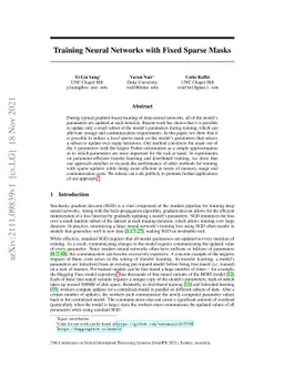 Training Neural Networks with Fixed Sparse Masks