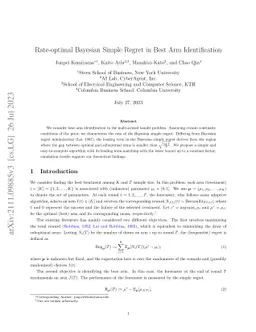 Rate-optimal Bayesian Simple Regret in Best Arm Identification