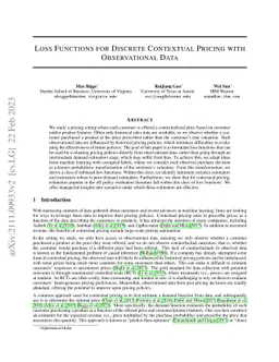 Loss Functions for Discrete Contextual Pricing with Observational Data