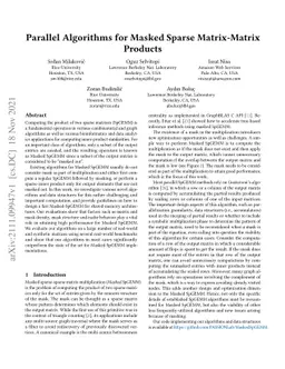 Parallel Algorithms for Masked Sparse Matrix-Matrix Products