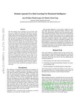 Domain Agnostic Few-Shot Learning For Document Intelligence