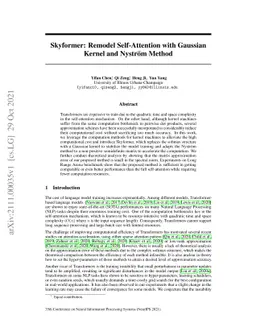 Skyformer: Remodel Self-Attention with Gaussian Kernel and Nyström
  Method