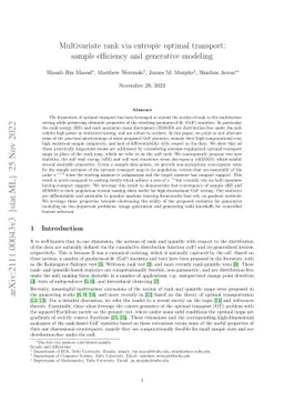 Multivariate rank via entropic optimal transport: sample efficiency and
  generative modeling