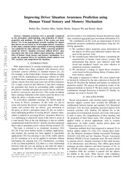 Improving Driver Situation Awareness Prediction using Human Visual
  Sensory and Memory Mechanism
