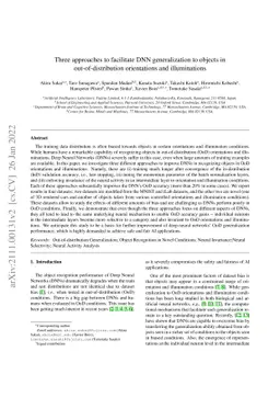 Three approaches to facilitate DNN generalization to objects in
  out-of-distribution orientations and illuminations