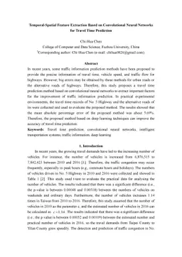 Temporal-Spatial Feature Extraction Based on Convolutional Neural
  Networks for Travel Time Prediction