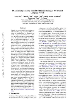 DSEE: Dually Sparsity-embedded Efficient Tuning of Pre-trained Language
  Models