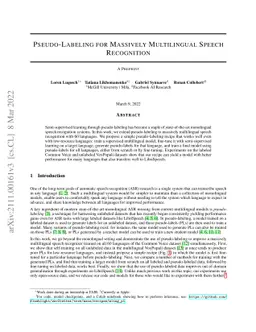 Pseudo-Labeling for Massively Multilingual Speech Recognition