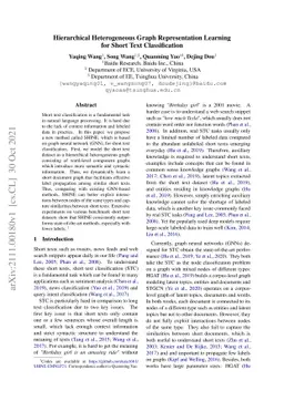 Hierarchical Heterogeneous Graph Representation Learning for Short Text
  Classification