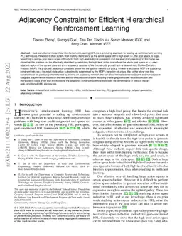 Adjacency constraint for efficient hierarchical reinforcement learning